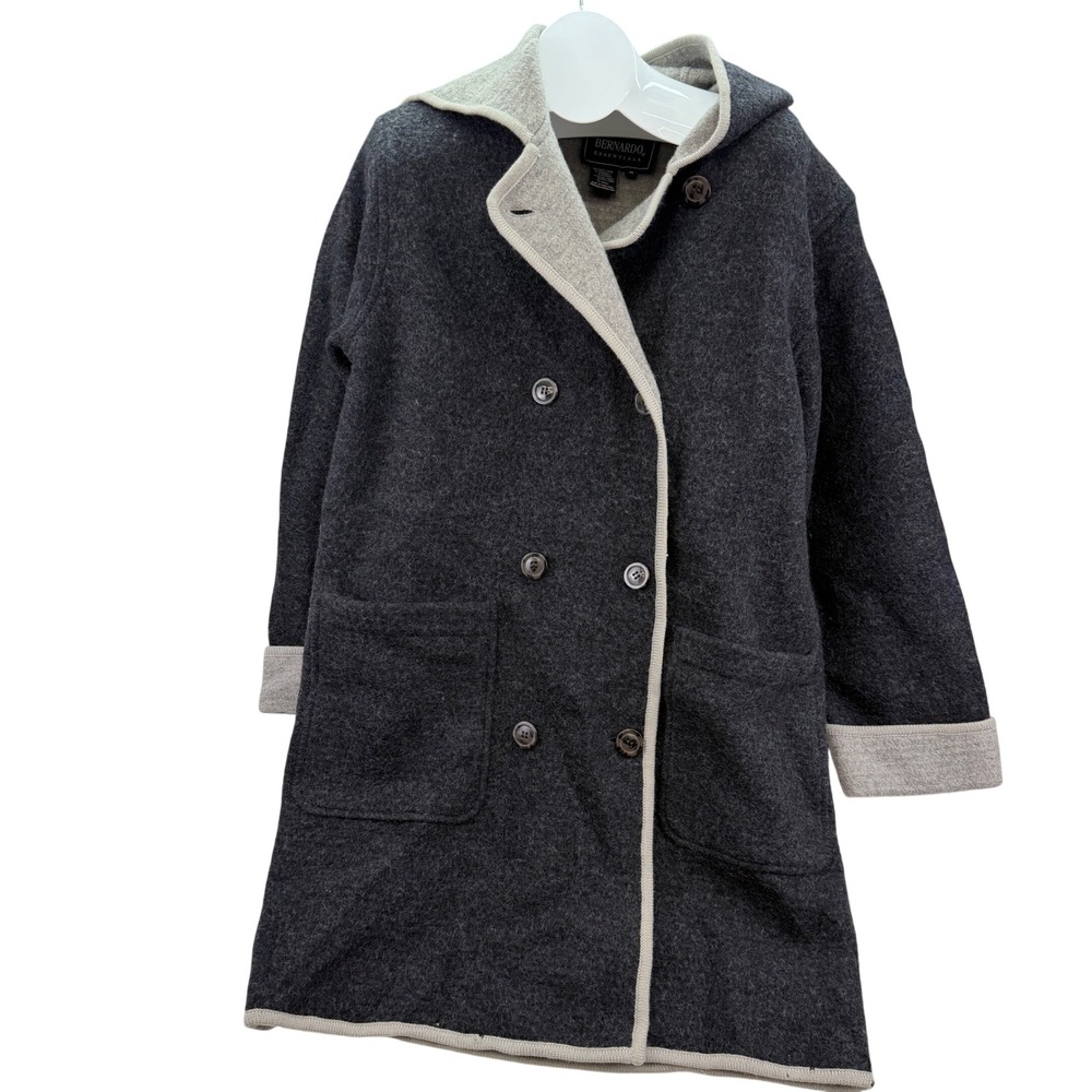 VTG Bernardo Essentials Women Double Breasted Wool Blend Hooded Coat Size M